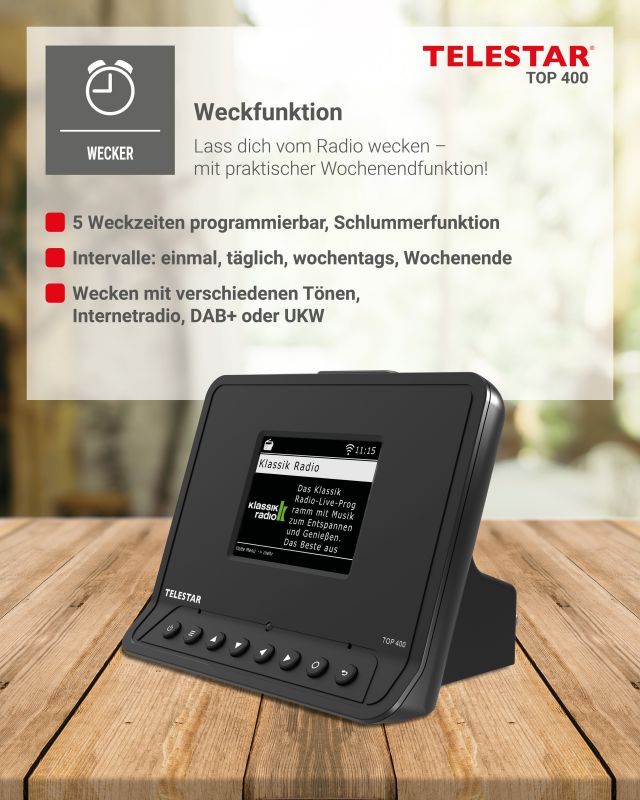 TOP 400 (schwarz) TELESTAR DAB+ / Internet / FM / Bluetooth