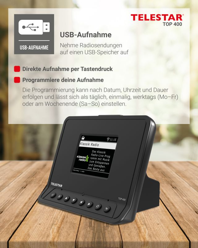 TOP 400 (schwarz) TELESTAR DAB+ / Internet / FM / Bluetooth