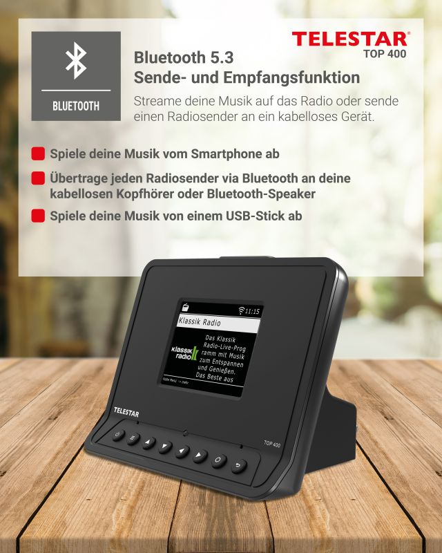 TOP 400 (schwarz) TELESTAR DAB+ / Internet / FM / Bluetooth