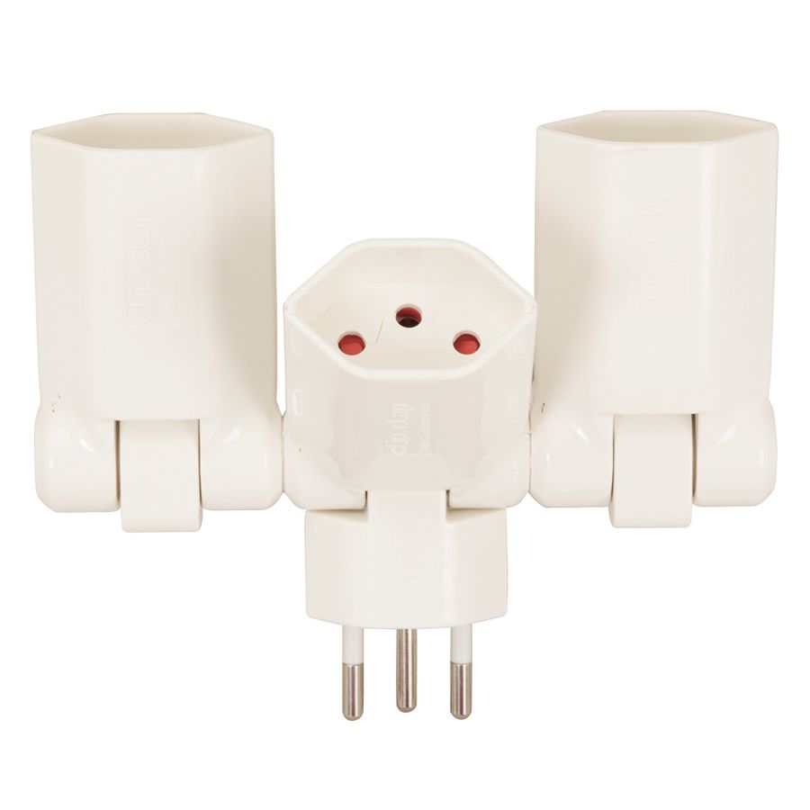 Abzweigstecker 3xT13, weiss - 3xT13, Stecker T12,180° einzeln klappbar, inkl. Kinderschutz