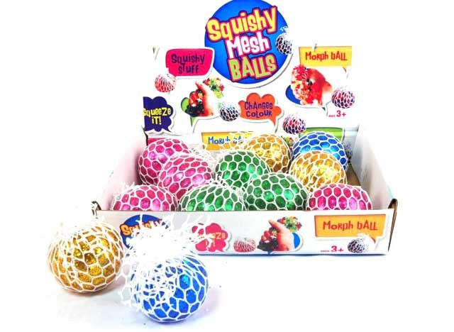 Knautschball Quetschball im Netz 4 farbig sortiert ca 5cm