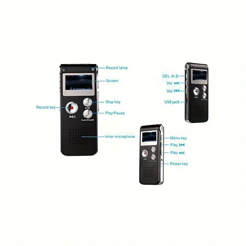 Multifunktionaler Wiederaufladbarer 32GB 650HR Digital Audio Voice Recorder MP3-Player