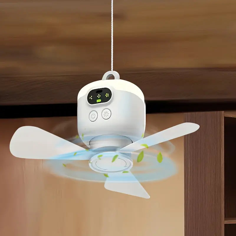 Tragbarer USB-Wiederaufladbarer Deckenventilator mit LED-Licht, 8000mAh Akku