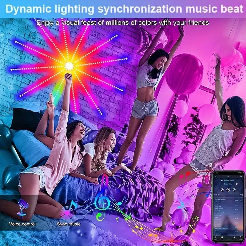 Intelligenter Feuerwerks-LED-Lichter Mit Musiksynchronisation FB/APP