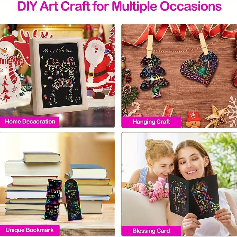 100-teiliges Magisches Rubbel-Bastelset, Regenbogen-Kratzzauber-Zeichnungsset