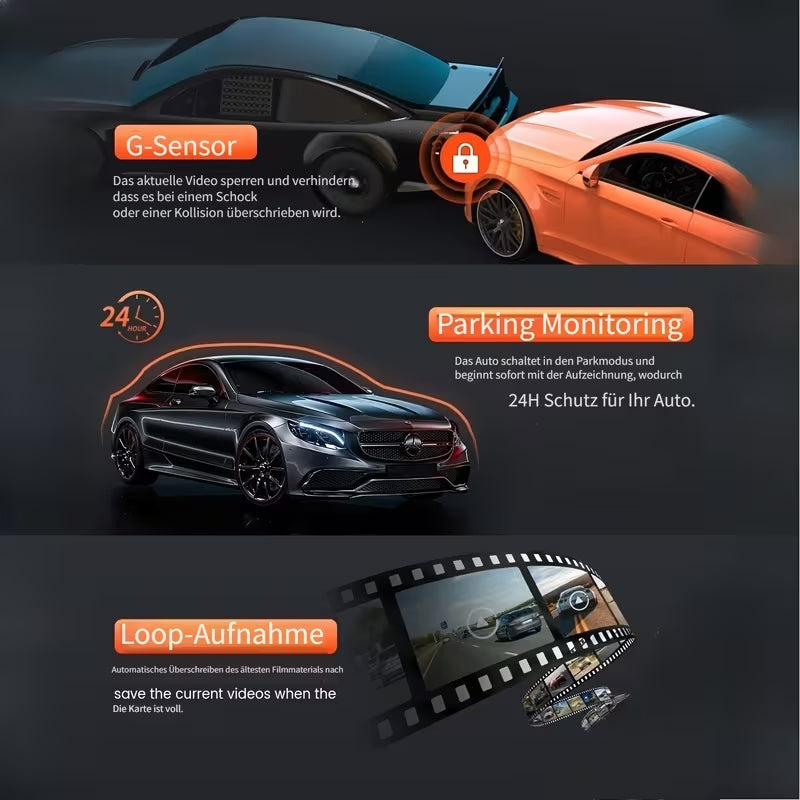 Front-Dashcam, 1080P WiFi-Dashcam, Parküberwachung, Nachtsicht