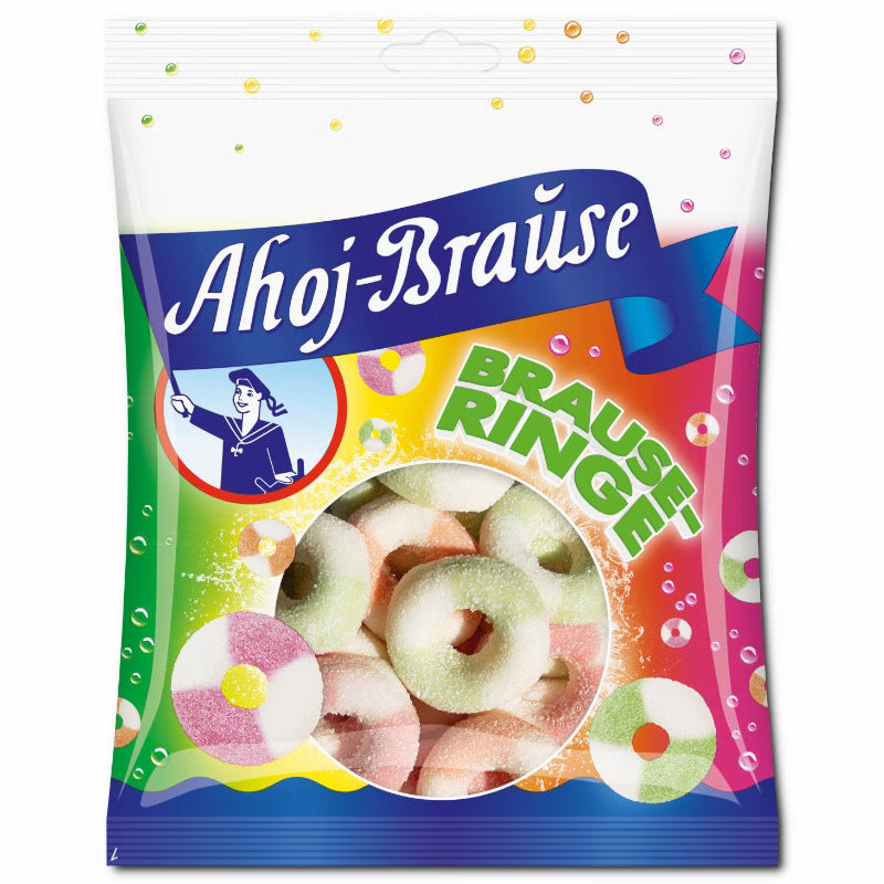 Frigeo Ahoj-Brause Brause-Ringe, saurer Schaumzucker, 150g Beutel