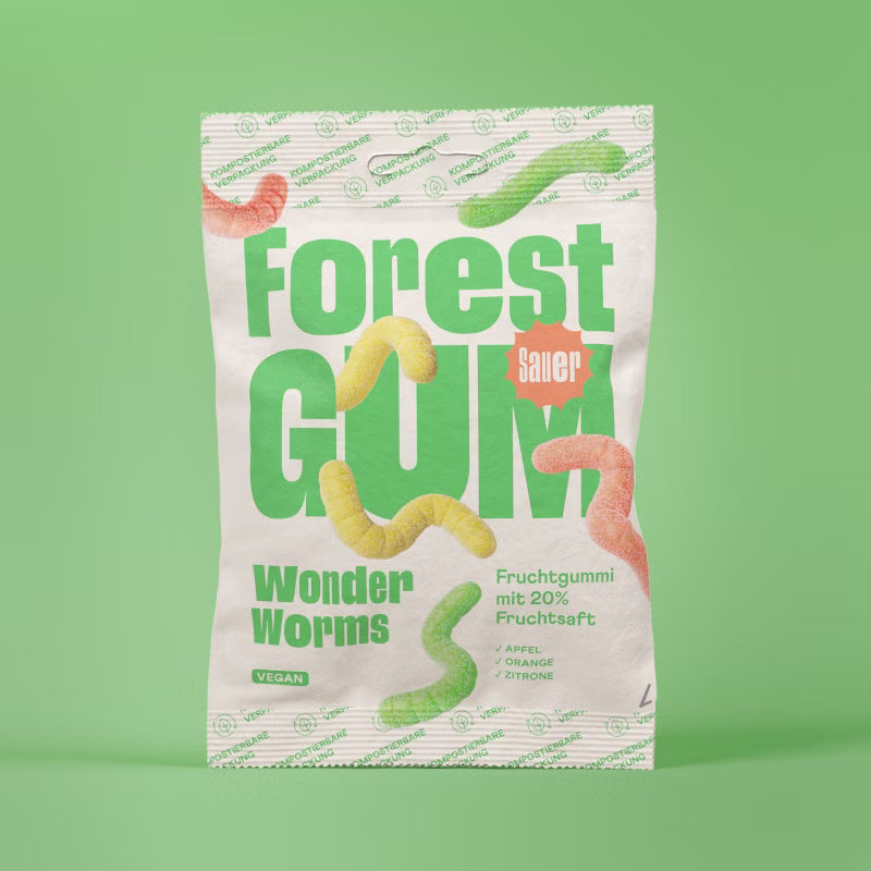 Forest Gum Wonder Worms, Fruchtgummi, 100g Beutel