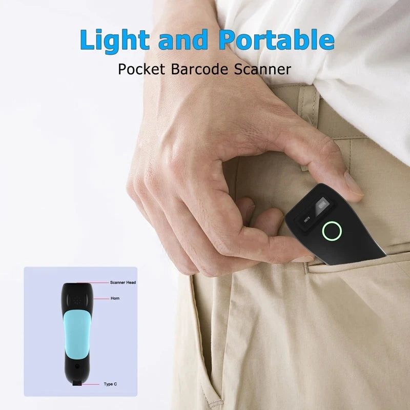 Mini 2D Barcode Scanner – Bluetooth & Wireless für iOS/Android/PC Weiss