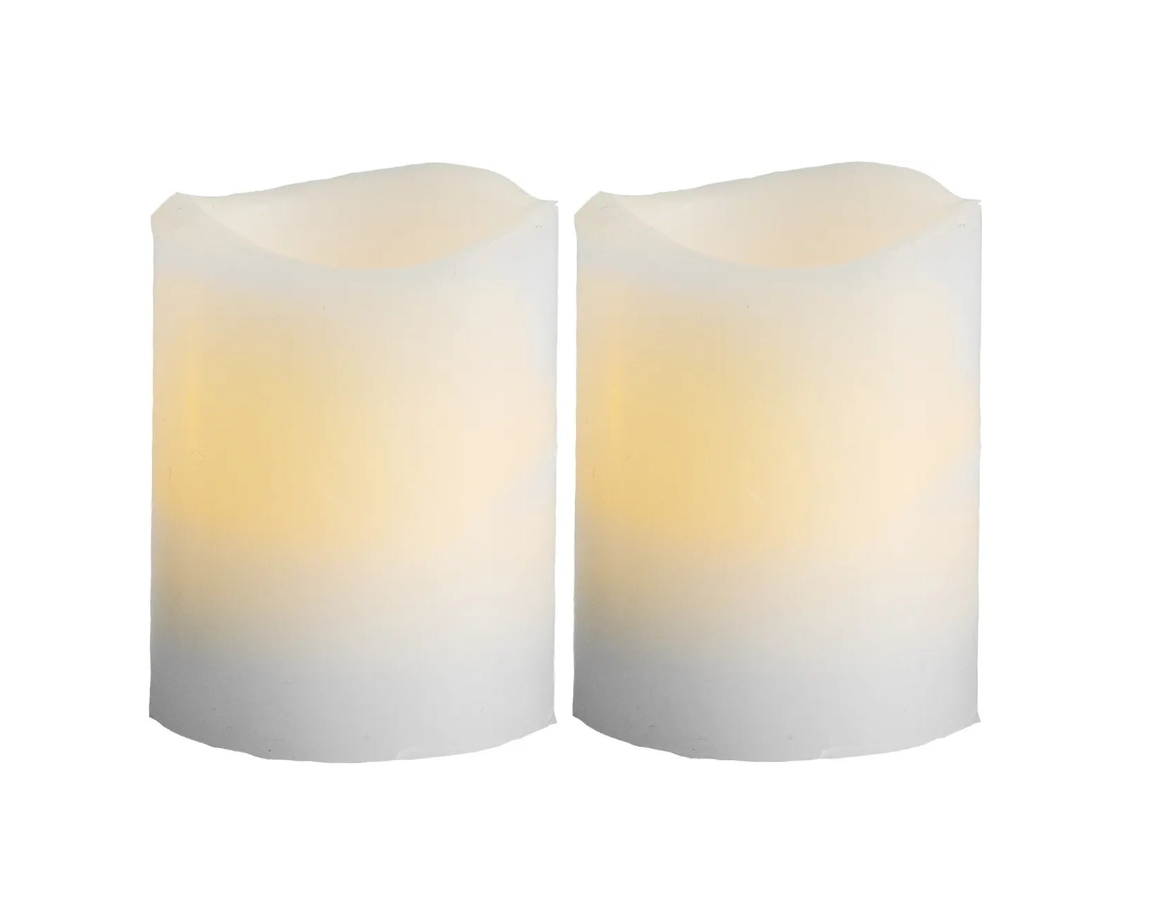 LED Pillar Kerze 2er Pack Wave Indoor, Weiss, 6cm Höhe, Timerfunktion