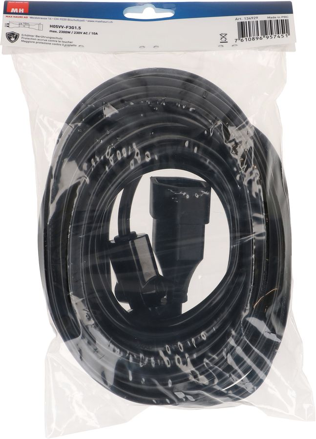 TD-Verlängerung H05VV-F3G1.5 10m sz clip-clap Typ 12 / Typ 13