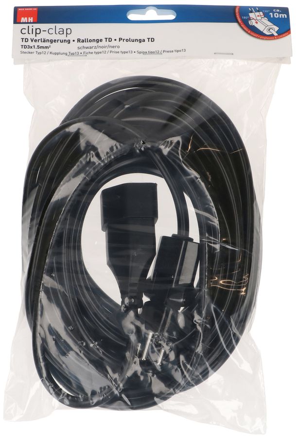 TD-Verlängerung H05VV-F3G1.5 10m sz clip-clap Typ 12 / Typ 13
