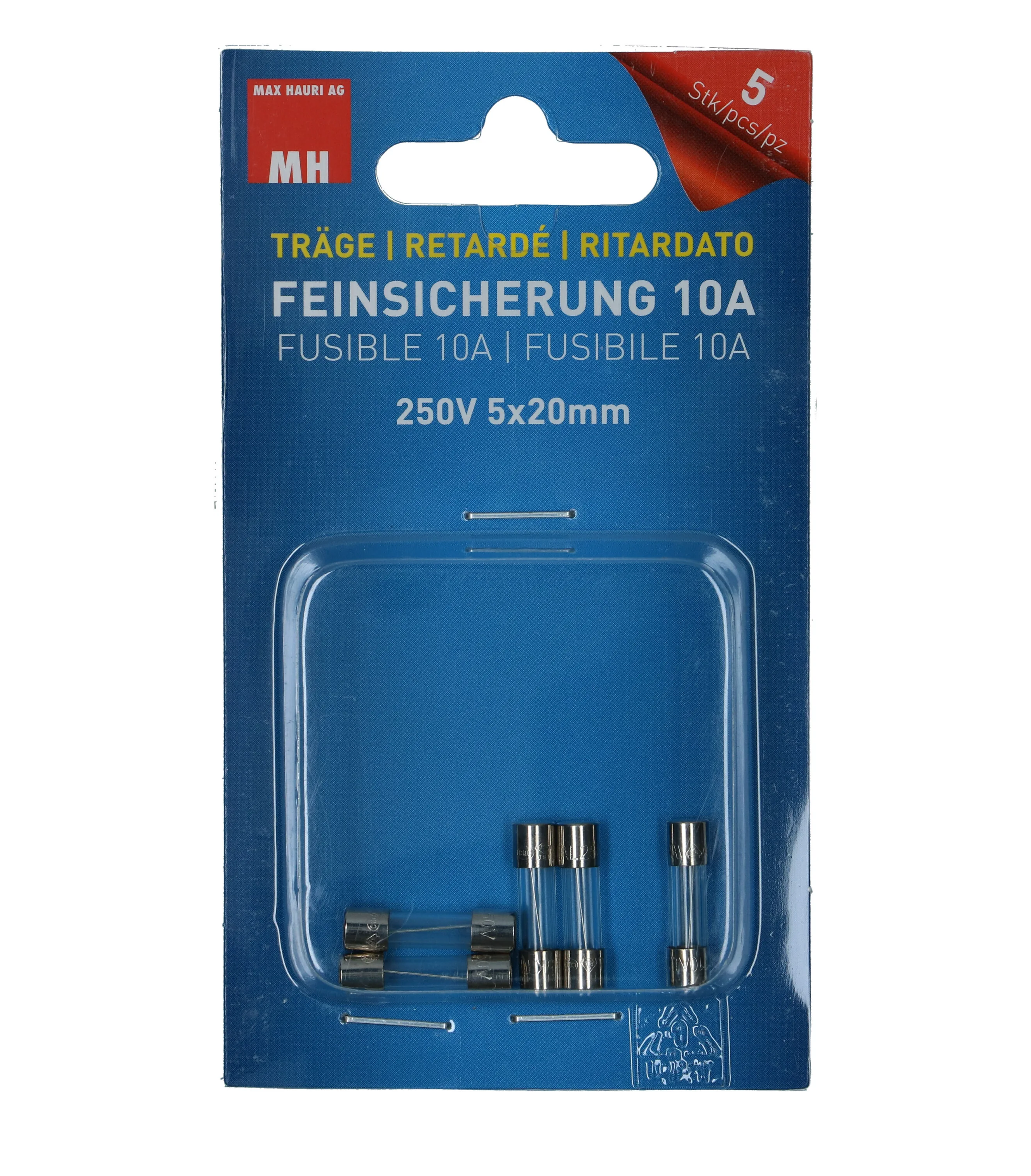 Feinsicherung 10A träge 5x20mm 5 Stk.