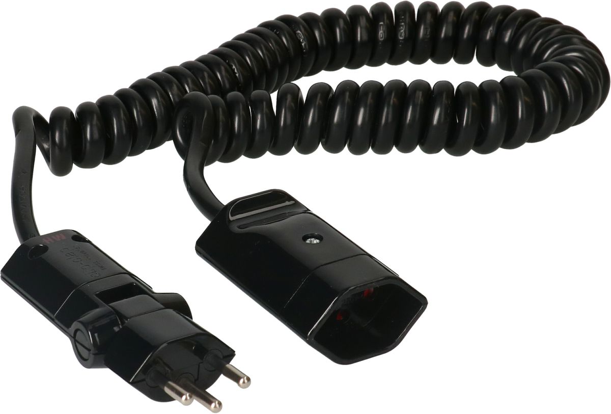 TD-Verlängerung spiralisiert H05VV-F3G1.0 2.5m sw Typ 12 / Typ 13