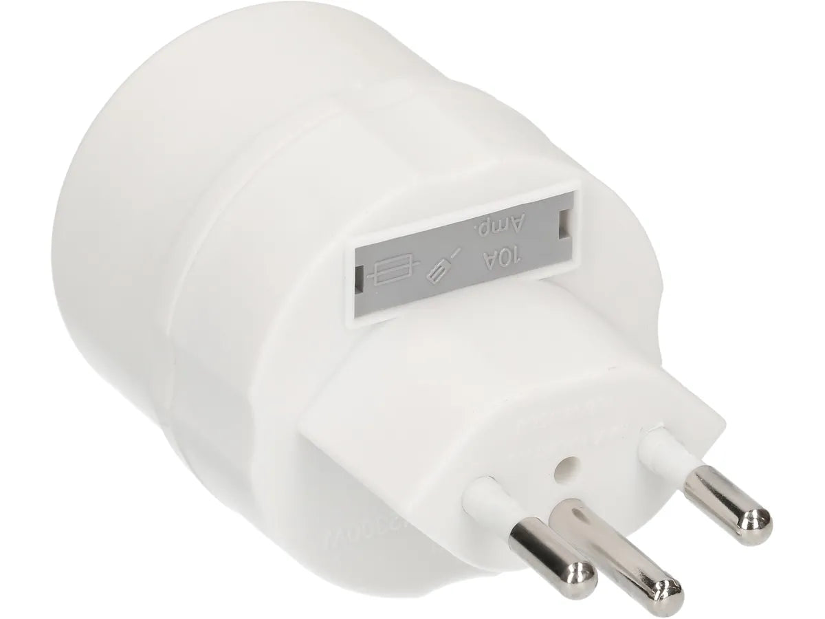 Reise/Heim Adapter Typ 12 / Schuko, USA, Japan, Deutschland 3/2-/polig Weiß
