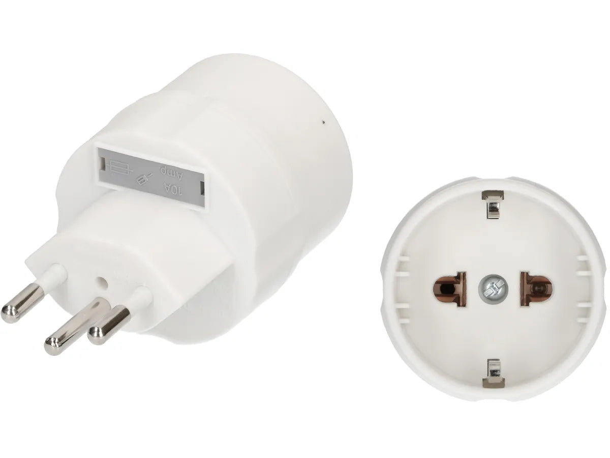 Reise/Heim Adapter Typ 12 / Schuko, USA, Japan, Deutschland 3/2-/polig Weiß
