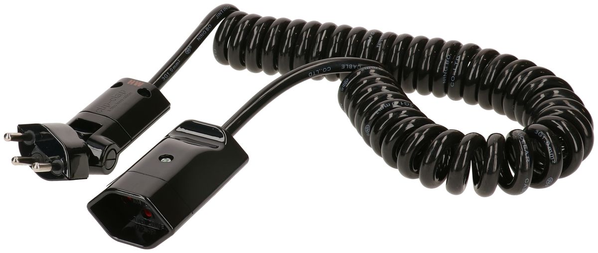 TD-Verlängerung spiralisiert H05VV-F3G1.0 2.5m sw Typ 12 / Typ 13