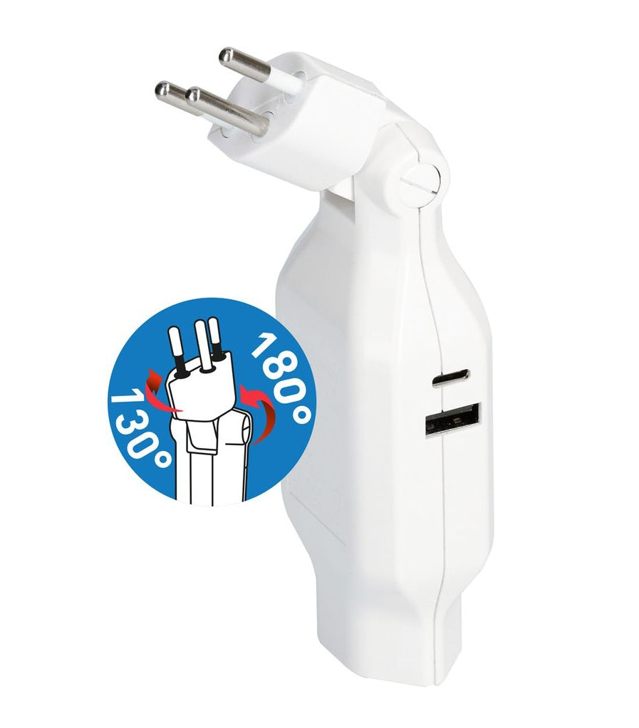 Abzweigstecker clip-clap 1x Typ 13 USB Fast Charge weiss