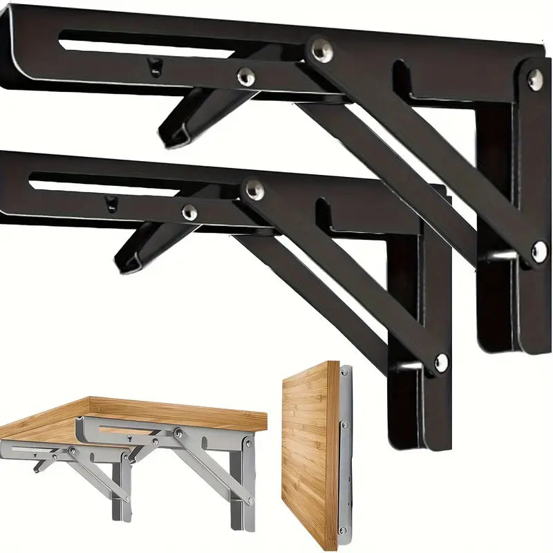 Hochleistungs-Edelstahl Regalhalterung Faltbar in Schwarz 200mm (8 Zoll)