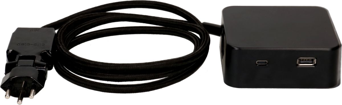 Steckdosenleiste Cube 3x Typ 13 schwarz / schwarz USB 2m cli.