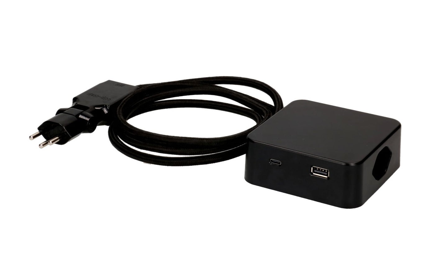 Steckdosenleiste Cube 3x Typ 13 schwarz-schwarz USB 2m cli.