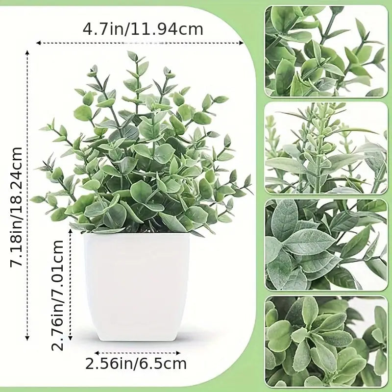 4er-Set künstliche Pflanzen - Plastikblumen in Töpfen für Zuhause und Bürodekoration