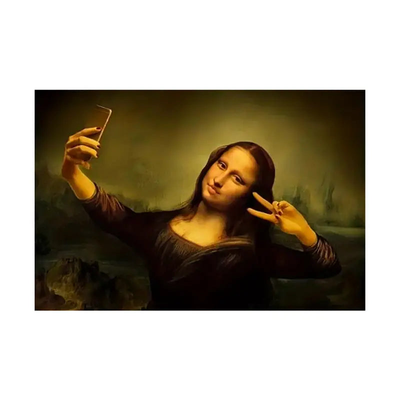 Mona Lisa Selfie Rahmenloser Leinwanddruck (Witzig)