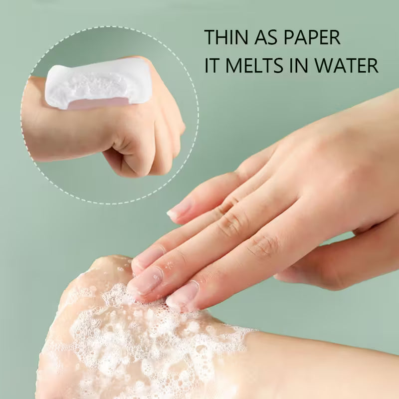 Farbiger Einwegbehälter mit 20 Handseifenpapiere, ideal für unterwegs