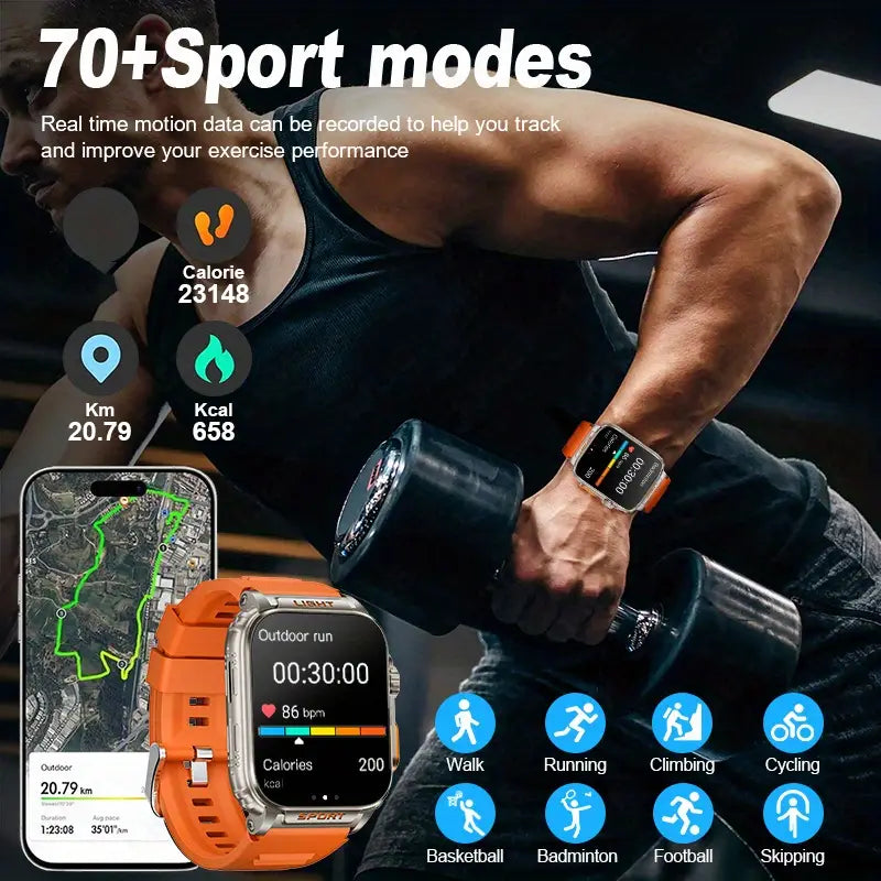 LIGE Smartwatch - HD LED Display, Über 70 Sportmodi, Schlaf- & Kompass-Tracker Orange