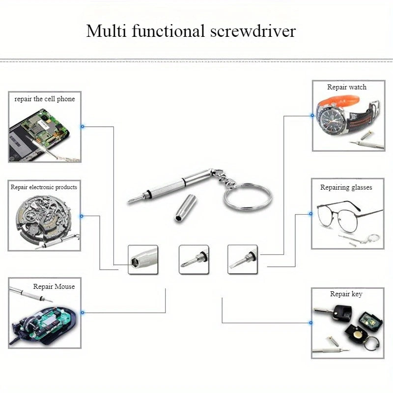 Brillen- und Uhrenreparatur-Schraubendreher-Set mit Schlüsselanhänger