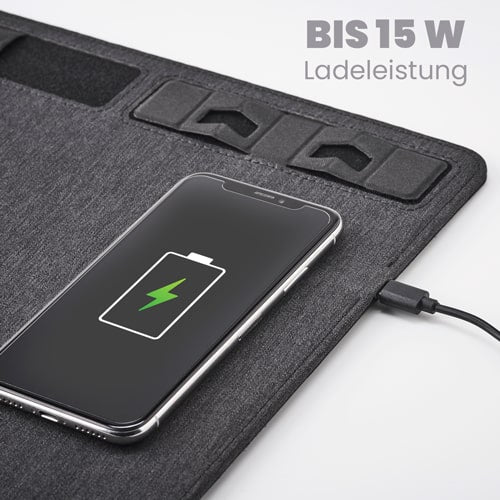 Superpad Mauspad mit kabelloser 15 W Qi-Ladefunktion für iPhone und Android Smartphone