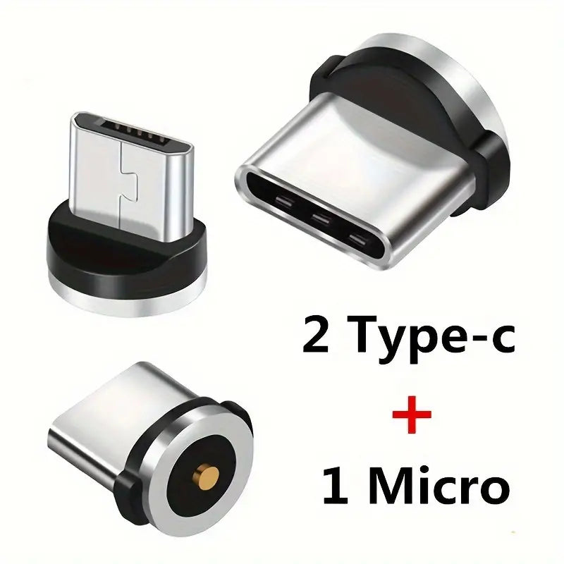 Magnetisches Schnellladekabel mit 2x USB-C & 1x MicroUSB 1m / 2m Silber
