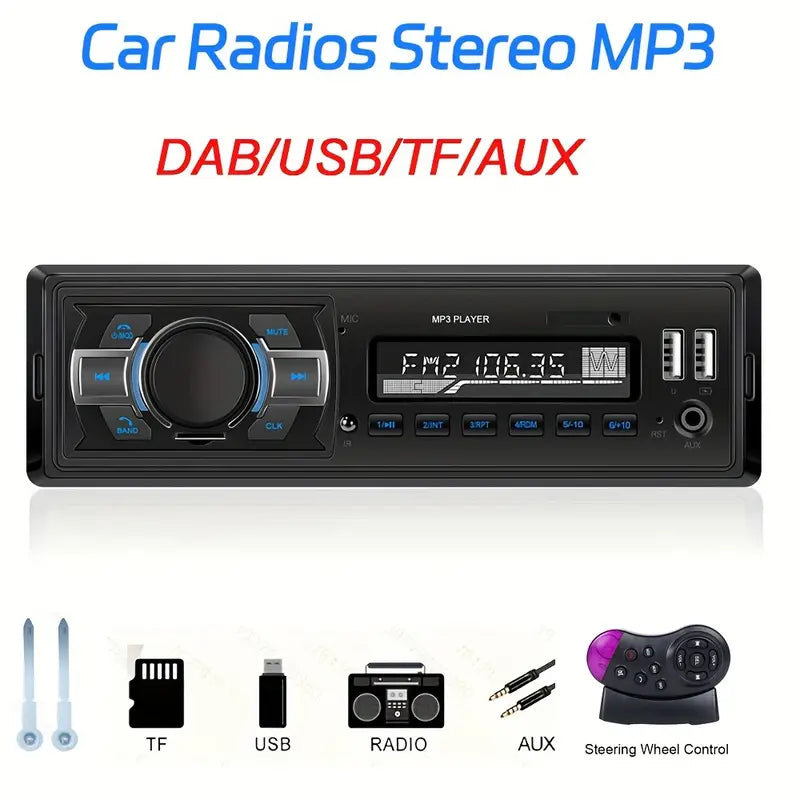 1DIN DAB Autoradio 12V mit MP3-Player USB/TF/AUX-IN mit Type-C-Ladeanschluss
