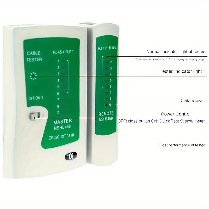 Vielseitiger Netzwerktester für RJ45/RJ11 Netzwerkkabel und Telefonkabel
