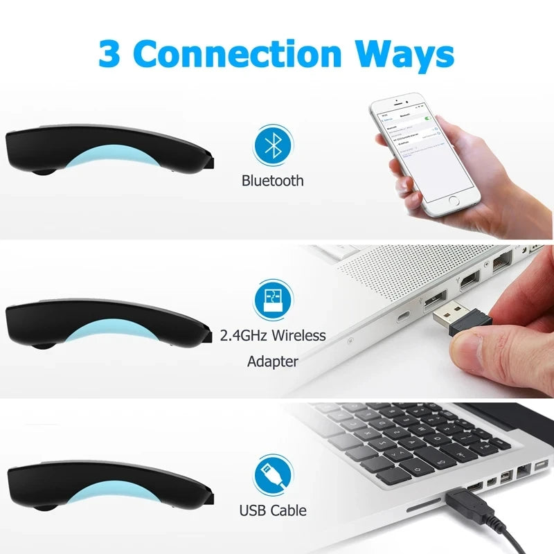 Mini 2D Barcode Scanner – Bluetooth & Wireless für iOS/Android/PC Weiss