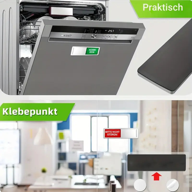 Bitte nicht Stören/ Komm Rein mit schieber - Deutsches Türschild Silber