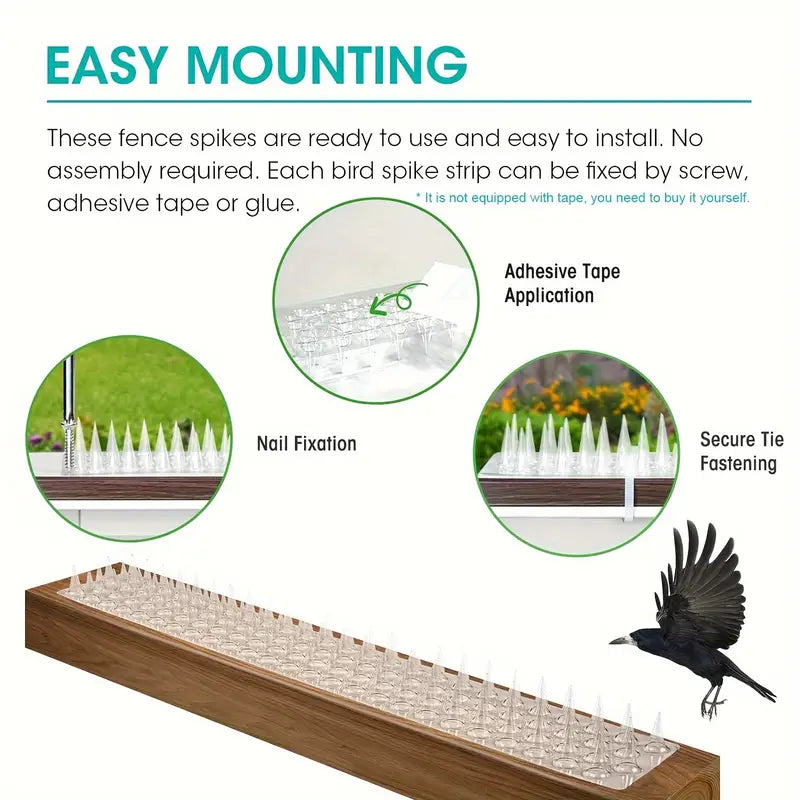 4 Stück Spikes zur Vogel- und Katzenabwehr für den Außenbereich – Kunststoff