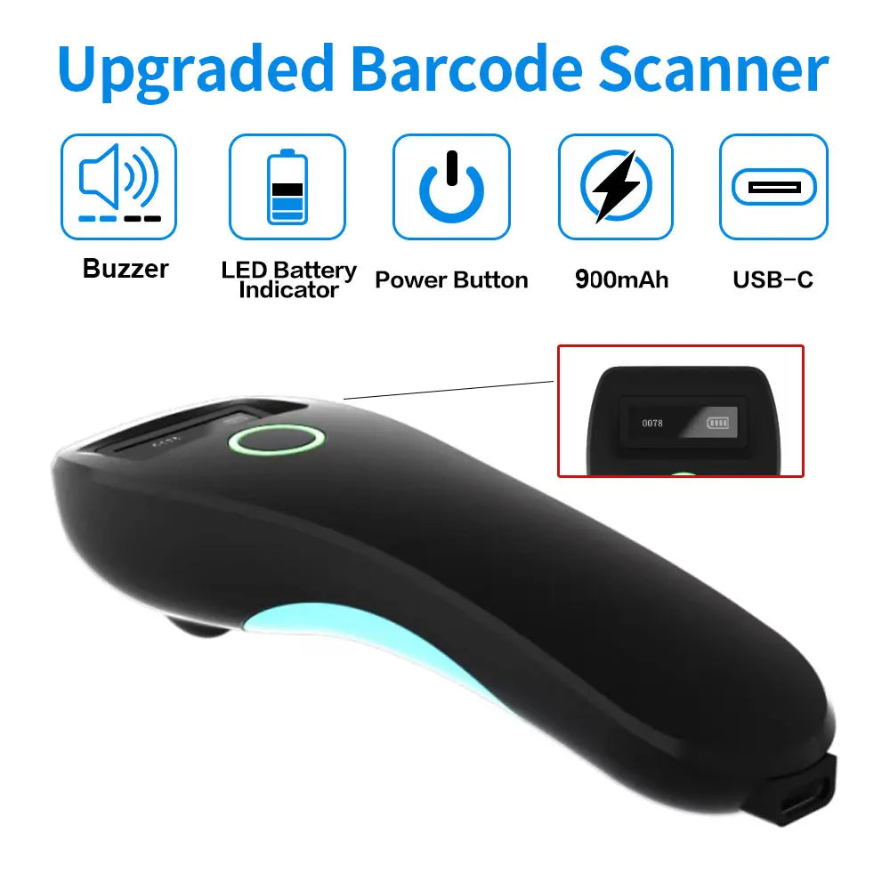 Mini 2D Barcode Scanner – Bluetooth & Wireless für iOS/Android/PC Weiss