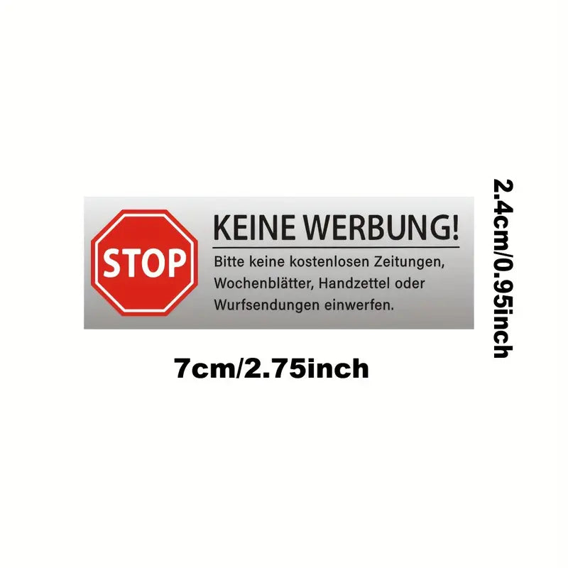 Stoppschild Aufkleber für Briefkasten - Bitte Keine Werbung