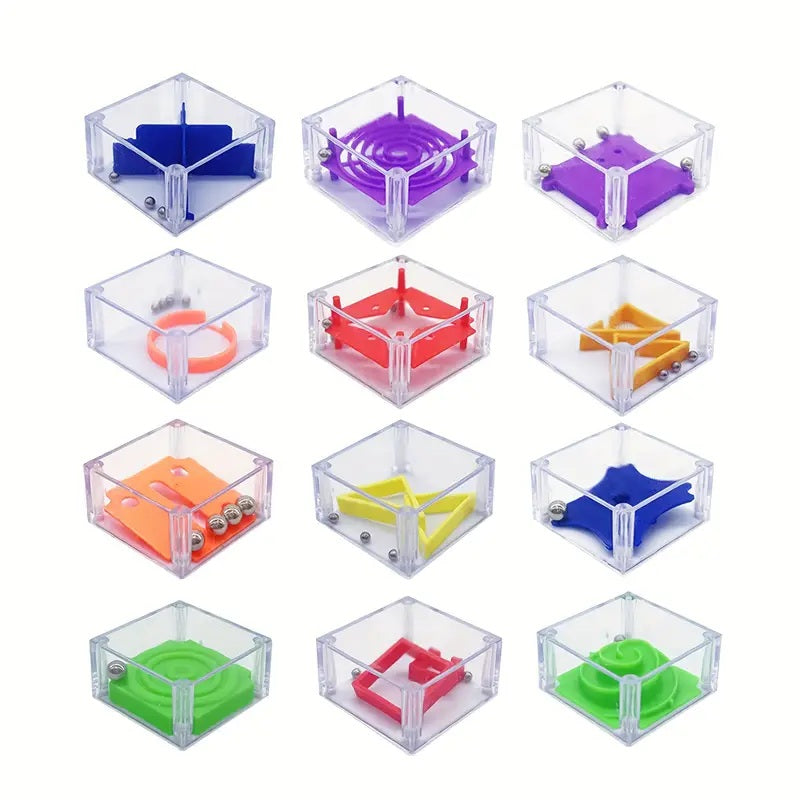 12 Stück Mini-Balance Murmel-Labyrinth Puzzle-Spiel
