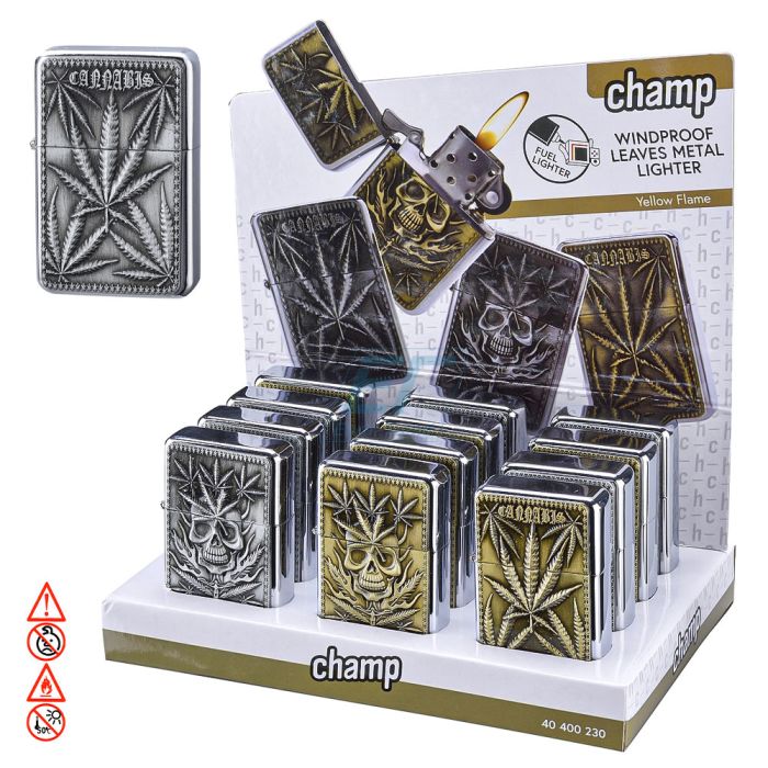 Benzinfeuerzeug " Leaves " Champ