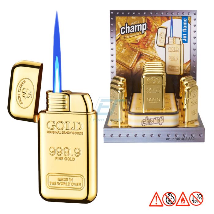 Feuerzeug mit Jetflame als Goldbarren Deko Champ