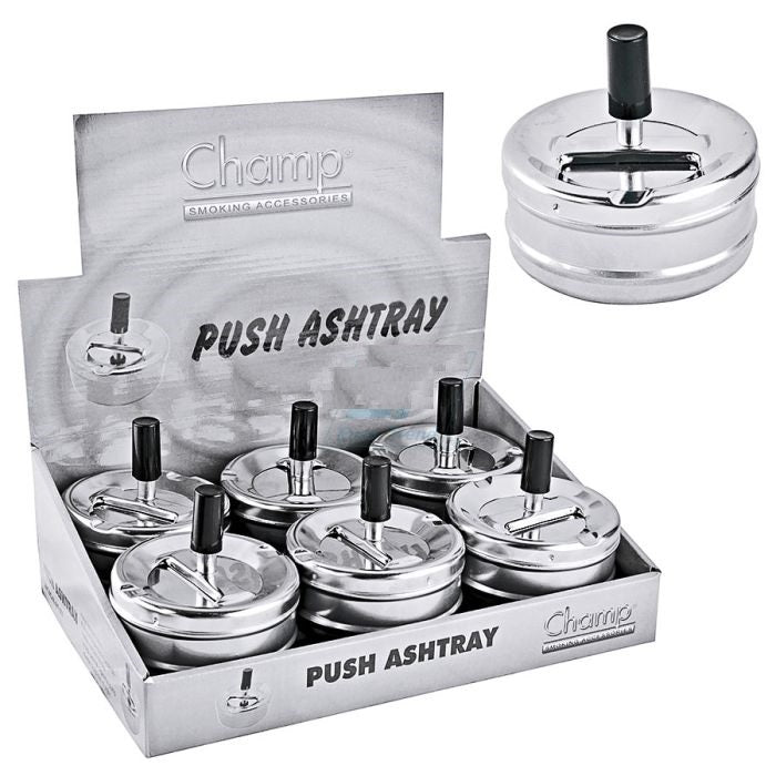 Aschenbecher " SILBERFARBIG " Push Champ