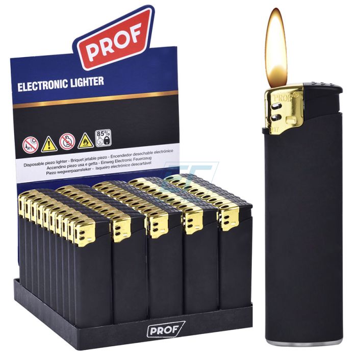 Feuerzeug Prof " Black Rubber