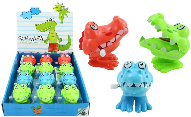 Krokodil Aufziehkrokodil Schwappi 3-fach sortiert ca 5,5x5,5 - Klapperkrokodil