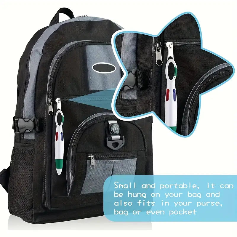 4 Farben Kugelschreiber mit Karabinerhaken