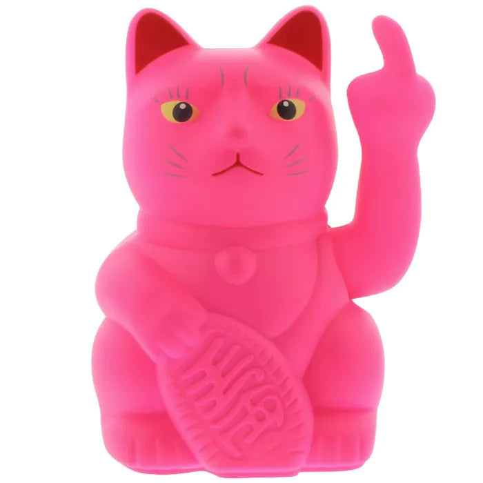 Winkekatze Stinkefinger, pink, 15 cm