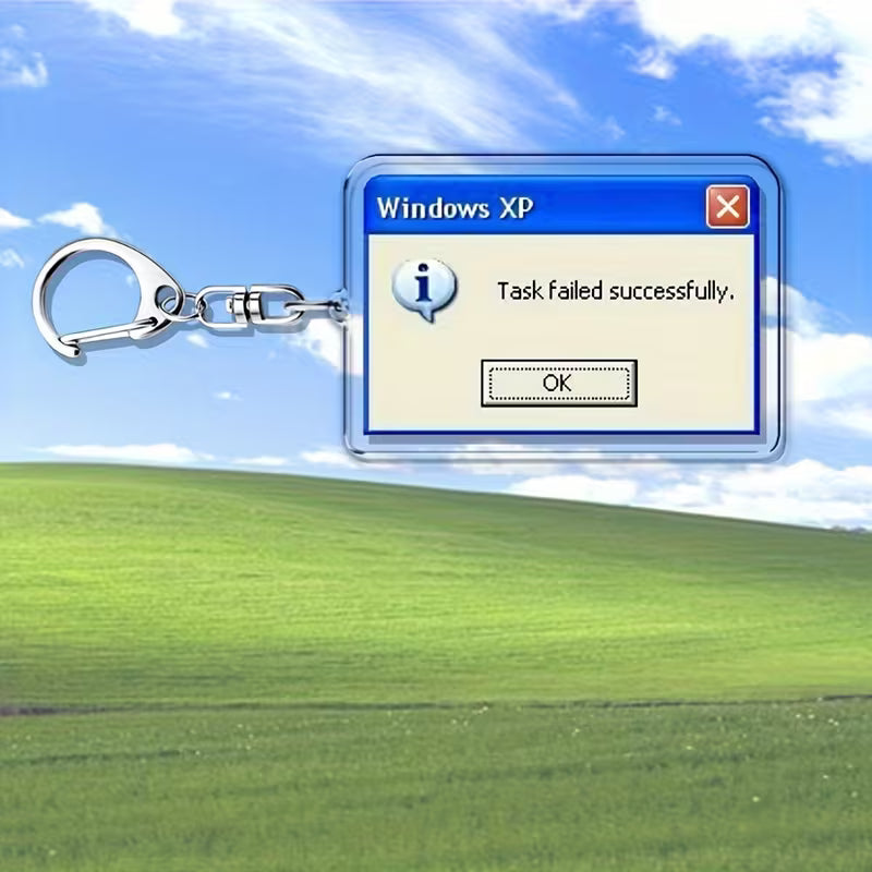 2D Retro XP Schlüsselanhänger – Computer-Nostalgie mit Meldung