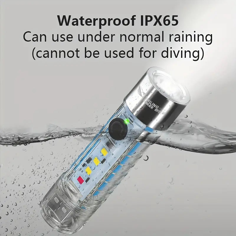 Mini-LED-Taschenlampe mit vielen Funktionen in Hellblauem Gehäuse SD1028