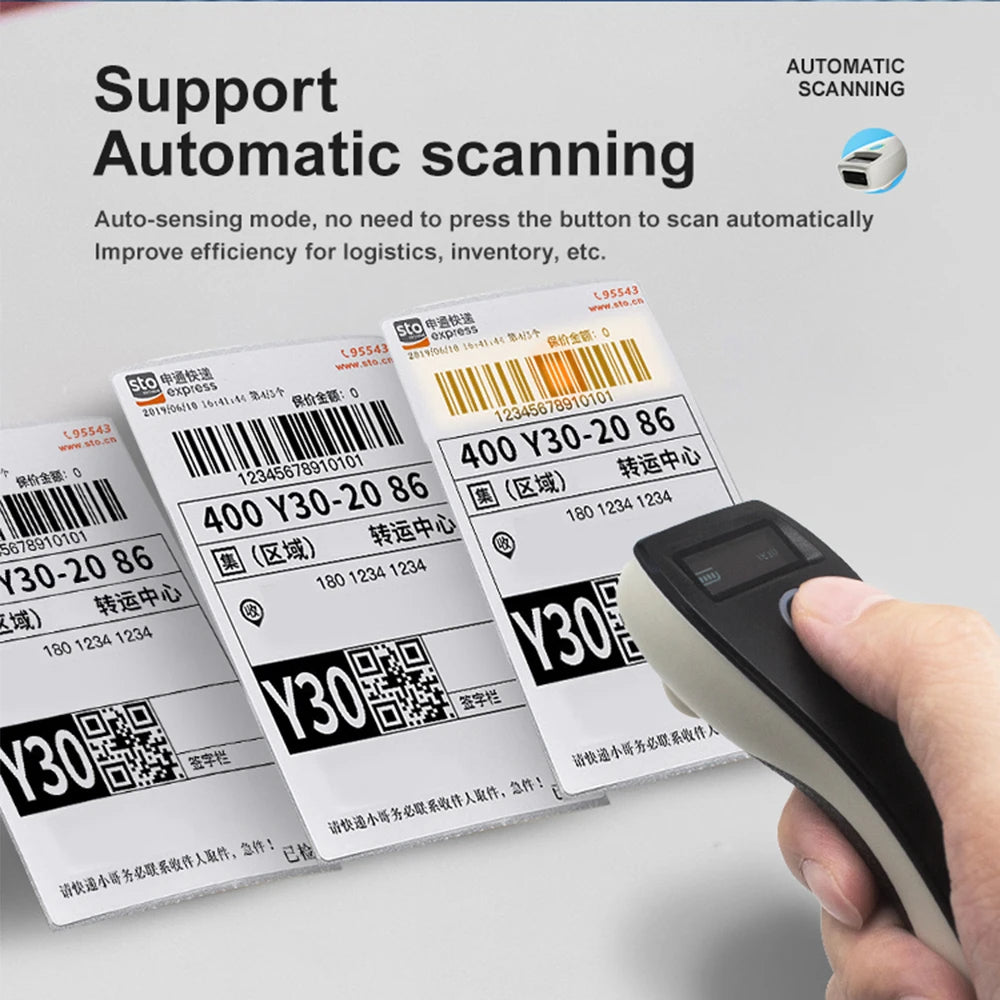 Mini 2D Barcode Scanner – Bluetooth & Wireless für iOS/Android/PC Weiss